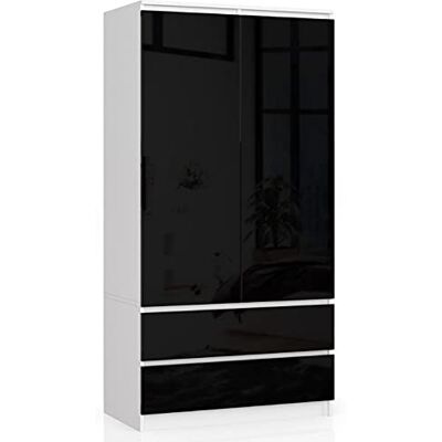 AKORD Armoire 2 Portes Armoir Chambre 2 Tiroirs avec Etagères et Une Tringle L90 x H180 x P51 cm Panneau Stratifié 16mm Armoire sans Penderie Chambre Dressing Rangement Placard - Publicité AKORD Armoire 2 Portes Armoir Chambre 2 Tiroirs avec Etagères et Une Tringle L90 x H180 x P51 cm Panneau Stratifié 16mm Armoire sans Penderie Chambre Dressing Rangement Placard - Publicité