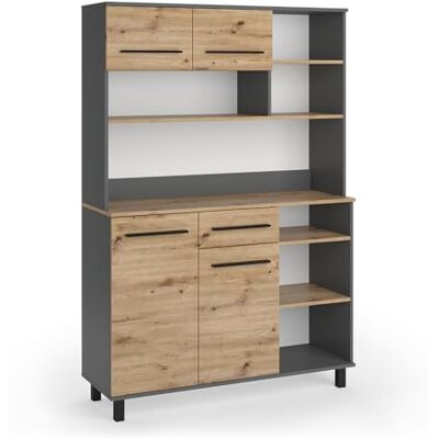 Vicco Buffet de Cuisine Pure, Chêne Artisan/Anthracite, 120.2x177cm, avec étagères réglables en Hauteur pour Un Rangement Flexible - Publicité Vicco Buffet de Cuisine Pure, Chêne Artisan/Anthracite, 120.2x177cm, avec étagères réglables en Hauteur pour Un Rangement Flexible - Publicité