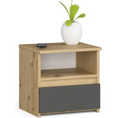 AKORD Table de Nuit avec tiroir Chevet, Table de Nuit Armoire de Chambre L40 x H40 x P35 cm Chêne Artisanal & Façade Gris Graphite - Publicité AKORD Table de Nuit avec tiroir Chevet, Table de Nuit Armoire de Chambre L40 x H40 x P35 cm Chêne Artisanal & Façade Gris Graphite - Publicité