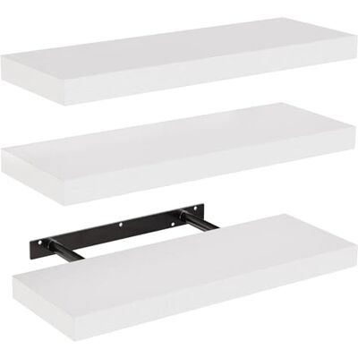 AMADA HOMEFURNISHING Étagère Flottante, Étagère Murale pour Salle de Bain/Salon/Chambre à Coucher/Cuisine, Étagère Flottante Blanche avec Supports Invisibles, Lot de 3 AMFS08 - Publicité AMADA HOMEFURNISHING Étagère Flottante, Étagère Murale pour Salle de Bain/Salon/Chambre à Coucher/Cuisine, Étagère Flottante Blanche avec Supports Invisibles, Lot de 3 AMFS08 - Publicité