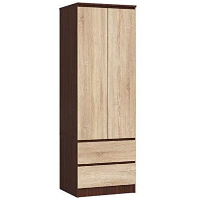 AKORD Armoire 2 Portes Armoir Chambre 2 Tiroirs 2 Etagères et Une Tringle L60 x H180 x P51 cm Panneau Stratifié 16mm Armoire sans Penderie Chambre Dressing Rangement Placard - Publicité AKORD Armoire 2 Portes Armoir Chambre 2 Tiroirs 2 Etagères et Une Tringle L60 x H180 x P51 cm Panneau Stratifié 16mm Armoire sans Penderie Chambre Dressing Rangement Placard - Publicité