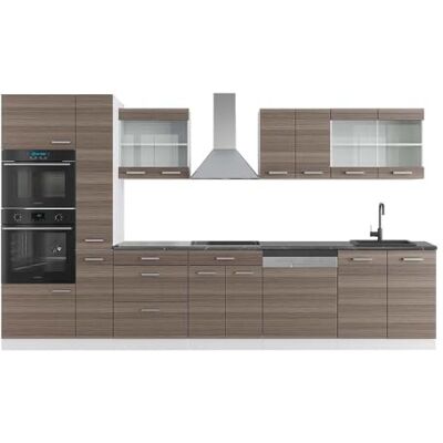 Vicco Ligne de Cuisine R-Line, Gris Noble/Blanc, 350cm avec Armoire Haute, PT Anthracite, adapté à Une Disposition et Une Extension personnalisées - Publicité Vicco Ligne de Cuisine R-Line, Gris Noble/Blanc, 350cm avec Armoire Haute, PT Anthracite, adapté à Une Disposition et Une Extension personnalisées - Publicité