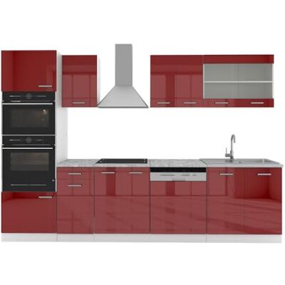 Vicco Cuisine R-Line, Rouge Brillant, 300cm avec Armoire Haute, sans PT, avec modules disposables de manière Variable et Pieds réglables en Hauteur - Publicité Vicco Cuisine R-Line, Rouge Brillant, 300cm avec Armoire Haute, sans PT, avec modules disposables de manière Variable et Pieds réglables en Hauteur - Publicité