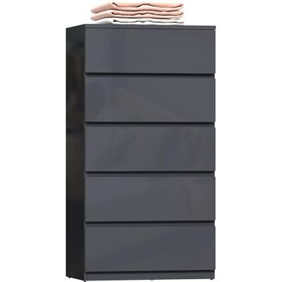 HOMCOM Commode 5 tiroirs, Meuble de Rangement à Haute Brillance, Fermeture Douce et silencieuse, Style Moderne, Commode pour Chambre à Coucher, Salon, Couloir, 53 x 34 x 100 cm, Gris - Publicité HOMCOM Commode 5 tiroirs, Meuble de Rangement à Haute Brillance, Fermeture Douce et silencieuse, Style Moderne, Commode pour Chambre à Coucher, Salon, Couloir, 53 x 34 x 100 cm, Gris - Publicité