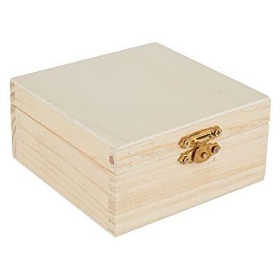 VBS Coffre en bois carré Coffre 10x10x4.8 cm Bois de pin Boîte de rangement Caisse au trésor Boîte en bois Boîte décorative - Publicité VBS Coffre en bois carré Coffre 10x10x4.8 cm Bois de pin Boîte de rangement Caisse au trésor Boîte en bois Boîte décorative - Publicité