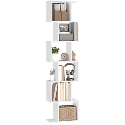 VASAGLE Bibliothèque, Étagère à 6 Niveaux, 24 x 40 x 191 cm, Meuble de Rangement, Cloison Séparateur, pour Salon, Chambre, Bureau, Blanc Nuage LBC461W01 - Publicité VASAGLE Bibliothèque, Étagère à 6 Niveaux, 24 x 40 x 191 cm, Meuble de Rangement, Cloison Séparateur, pour Salon, Chambre, Bureau, Blanc Nuage LBC461W01 - Publicité