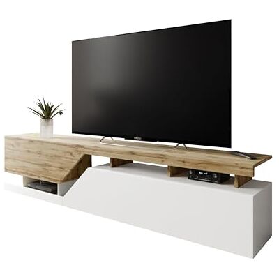 Console TV Comfivo AC104 - Wotan chêne Blanc - Fixée au mur - 200x47x35cm - Publicité Console TV Comfivo AC104 - Wotan chêne Blanc - Fixée au mur - 200x47x35cm - Publicité