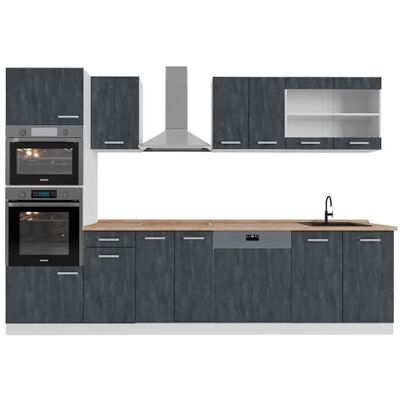 Vicco Cuisine R-Line, Béton Noir, 300cm PT Chêne, avec modules disposables de manière Variable et Pieds réglables en Hauteur - Publicité Vicco Cuisine R-Line, Béton Noir, 300cm PT Chêne, avec modules disposables de manière Variable et Pieds réglables en Hauteur - Publicité