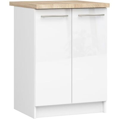 AKORD Armoire de Cuisine avec Plan de Travail Oliwia S40 Meuble Bas avec 2 Portes et 2 Étagères Armoire de Cuisine Basse de 60 cm de Large 46x60x85 cm Blanc Blanc Brillant - Publicité AKORD Armoire de Cuisine avec Plan de Travail Oliwia S40 Meuble Bas avec 2 Portes et 2 Étagères Armoire de Cuisine Basse de 60 cm de Large 46x60x85 cm Blanc Blanc Brillant - Publicité