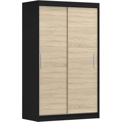 Fabryka Mebli Idźczak Armoire à Portes Coulissantes Neomi, Armoire 2 Portes 120 x 200 x 61 cm, Armoires de Chambre, Armoires de Rangement, Salon, Moderne Noir/Sonoma - Publicité Fabryka Mebli Idźczak Armoire à Portes Coulissantes Neomi, Armoire 2 Portes 120 x 200 x 61 cm, Armoires de Chambre, Armoires de Rangement, Salon, Moderne Noir/Sonoma - Publicité