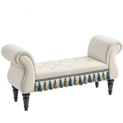 HOMCOM Banc Banc rembourré, Aspect Velours, Banc de Luxe avec Pieds en Bois, Banc d'entrée pour Chambre à Coucher, Charge maximale 150 kg, Beige, 117 x 40 x 58 cm - Publicité HOMCOM Banc Banc rembourré, Aspect Velours, Banc de Luxe avec Pieds en Bois, Banc d'entrée pour Chambre à Coucher, Charge maximale 150 kg, Beige, 117 x 40 x 58 cm - Publicité