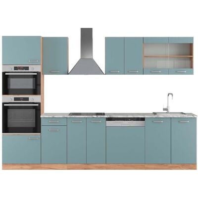 Vicco Cuisine R-Line, Bleu-Gris/chêne doré, 300cm avec Armoire Haute, PT Marbre, pour Une Extension personnalisée avec des modules complémentaires compatibles - Publicité Vicco Cuisine R-Line, Bleu-Gris/chêne doré, 300cm avec Armoire Haute, PT Marbre, pour Une Extension personnalisée avec des modules complémentaires compatibles - Publicité