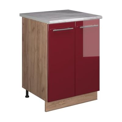 Vicco Meuble Bas sous-évier Fame-Line, Rouge Bordeaux Haute Brillance/Chêne de Force doré, 60cm, à Combiner avec d'autres modules de la série Fame-Line - Publicité Vicco Meuble Bas sous-évier Fame-Line, Rouge Bordeaux Haute Brillance/Chêne de Force doré, 60cm, à Combiner avec d'autres modules de la série Fame-Line - Publicité