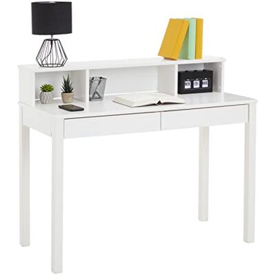 IDIMEX Bureau Lennox avec Rangement 2 tiroirs et 3 niches, en pin Massif lasuré Blanc - Publicité IDIMEX Bureau Lennox avec Rangement 2 tiroirs et 3 niches, en pin Massif lasuré Blanc - Publicité