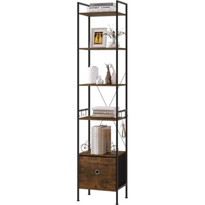 WOLTU Bibliothèque Étagère Rangement, Étagère d'angle à 5 Niveaux, avec 1 Tiroir, 40x30x187cm, Cadre en Métal, Marron Rustique+Noir, RGB63vbn - Publicité WOLTU Bibliothèque Étagère Rangement, Étagère d'angle à 5 Niveaux, avec 1 Tiroir, 40x30x187cm, Cadre en Métal, Marron Rustique+Noir, RGB63vbn - Publicité
