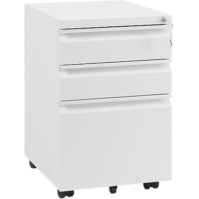 WOLTU Caisson de Bureau Mobile, Meuble de Rangement pour Dossiers Suspendus, Caisson sur roulettes, Armoire Documents avec 3 Tiroirs Verrouillables, en Métal,39 x 46 x 62cm, Blanc, ASK03ws - Publicité WOLTU Caisson de Bureau Mobile, Meuble de Rangement pour Dossiers Suspendus, Caisson sur roulettes, Armoire Documents avec 3 Tiroirs Verrouillables, en Métal,39 x 46 x 62cm, Blanc, ASK03ws - Publicité
