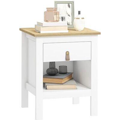 HOMCOM Table de Chevet Moderne Table de Chevet avec tiroir de à Compartiment Ouvert pour Salon Chambre 45x40x55 cm Blanc - Publicité HOMCOM Table de Chevet Moderne Table de Chevet avec tiroir de à Compartiment Ouvert pour Salon Chambre 45x40x55 cm Blanc - Publicité