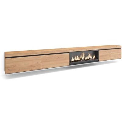 Skraut Home Meuble TV Banc Télé Grand Espace de Rangement 368x45x35 Cheminée électrique XXL Suspendu, Mural Style Moderne Chêne - Publicité Skraut Home Meuble TV Banc Télé Grand Espace de Rangement 368x45x35 Cheminée électrique XXL Suspendu, Mural Style Moderne Chêne - Publicité