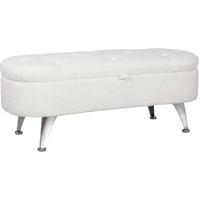 HOMCOM Banc de Rangement rembourré en Velours avec Pieds en métal pour Salon, Chambre à Coucher, Couloir, 114 x 47 x 46,5 cm, Blanc - Publicité HOMCOM Banc de Rangement rembourré en Velours avec Pieds en métal pour Salon, Chambre à Coucher, Couloir, 114 x 47 x 46,5 cm, Blanc - Publicité