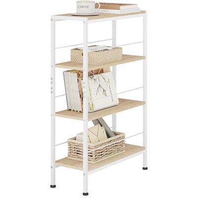 WOLTU Étagère Rangement, Étagère Étroite à 4 Niveaux, en MDF avec Cadre Métallique, Chêne Clair+Blanc, L50xP20xH78cm, RGB52whe - Publicité WOLTU Étagère Rangement, Étagère Étroite à 4 Niveaux, en MDF avec Cadre Métallique, Chêne Clair+Blanc, L50xP20xH78cm, RGB52whe - Publicité