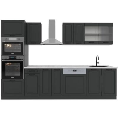 Vicco Cuisine R-Line, Anthracite Campagne, 300cm avec Armoire Haute, PT Marbre, adapté à la Combinaison et à l’Extension Individuelles - Publicité Vicco Cuisine R-Line, Anthracite Campagne, 300cm avec Armoire Haute, PT Marbre, adapté à la Combinaison et à l’Extension Individuelles - Publicité