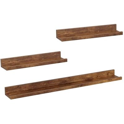 WOLTU Étagère Murale, Étagère Flottante, Lot de 3, avec Rebord, Décoration Murale pour Cadre Photo, dans Salon, Bureau, Chambre, Cuisine, Marron Rustique - Publicité WOLTU Étagère Murale, Étagère Flottante, Lot de 3, avec Rebord, Décoration Murale pour Cadre Photo, dans Salon, Bureau, Chambre, Cuisine, Marron Rustique - Publicité