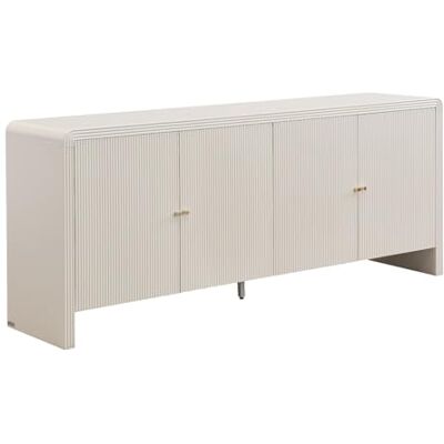 Unique Buffet avec 4 Portes en MDF Beige et doré MIRENALO - Publicité Unique Buffet avec 4 Portes en MDF Beige et doré MIRENALO - Publicité