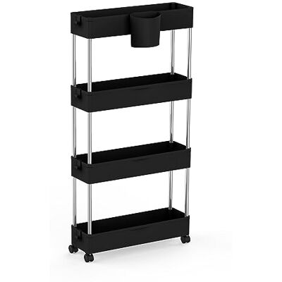 LANTUS Étagère de Rangement Fine, Meuble de Cuisine, Meuble de Rangement à roulettes, Étagère de Cuisine roulante, Etagère pour Cuisine Rangement-86x12,5x40cm (Noir) - Publicité LANTUS Étagère de Rangement Fine, Meuble de Cuisine, Meuble de Rangement à roulettes, Étagère de Cuisine roulante, Etagère pour Cuisine Rangement-86x12,5x40cm (Noir) - Publicité