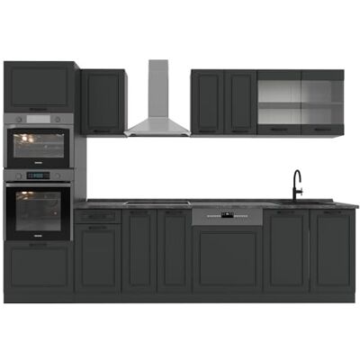 Vicco Cuisine R-Line, Anthracite Campagne, 300cm avec Armoire Haute, PT Anthracite, adapté à la Combinaison et à l’Extension Individuelles - Publicité Vicco Cuisine R-Line, Anthracite Campagne, 300cm avec Armoire Haute, PT Anthracite, adapté à la Combinaison et à l’Extension Individuelles - Publicité