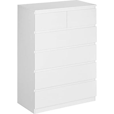 HOMCOM Commode 6 tiroirs, Meuble de Rangement étroit sans poignées, Style Moderne, Commode pour Chambre à Coucher, Salon, Couloir, 80 x 39 x 115 cm, Blanc - Publicité HOMCOM Commode 6 tiroirs, Meuble de Rangement étroit sans poignées, Style Moderne, Commode pour Chambre à Coucher, Salon, Couloir, 80 x 39 x 115 cm, Blanc - Publicité