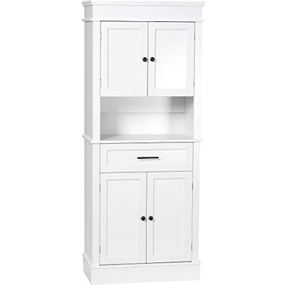 HOMCOM Armoire de Cuisine Buffet Cuisine vaisselier Meuble de Rangement Style Moderne avec placards, étagères réglables, tiroir, et Niche, pour Salle à Manger, Salon, 74 x 39,5 x 183 cm, Blanc - Publicité HOMCOM Armoire de Cuisine Buffet Cuisine vaisselier Meuble de Rangement Style Moderne avec placards, étagères réglables, tiroir, et Niche, pour Salle à Manger, Salon, 74 x 39,5 x 183 cm, Blanc - Publicité