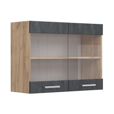 Vicco Armoire en Verre R-Line, Béton Noir, 80cm, pour Une Combinaison Libre au Sein de systèmes de Cuisine modulaires - Publicité Vicco Armoire en Verre R-Line, Béton Noir, 80cm, pour Une Combinaison Libre au Sein de systèmes de Cuisine modulaires - Publicité