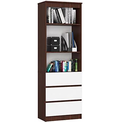 AKORD Bibliothèque de Bureau CLP 60 cm 3 Tiroirs 3 Etagères Etagere Rangement Salon Meuble pour Salon, Chambre Panneau Stratifié 16mm Couleur Wengé/Blanc - Publicité AKORD Bibliothèque de Bureau CLP 60 cm 3 Tiroirs 3 Etagères Etagere Rangement Salon Meuble pour Salon, Chambre Panneau Stratifié 16mm Couleur Wengé/Blanc - Publicité