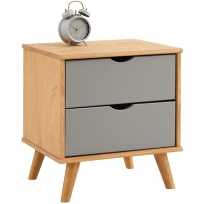 IDIMEX Table de Chevet Colima en Bois Massif Gris avec 2 tiroirs, Table de Nuit pour Chambre en Bois sur Pieds - Publicité IDIMEX Table de Chevet Colima en Bois Massif Gris avec 2 tiroirs, Table de Nuit pour Chambre en Bois sur Pieds - Publicité