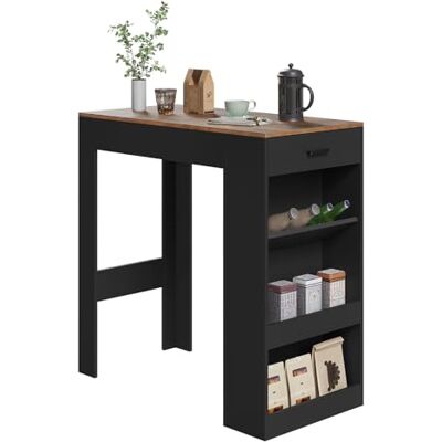 WOLTU Table de Bar, Table Haute Cuisine, 1 Tiroir et 3 Compartiments Ouverts pour Rangement Latéral, en Bois d'Ingénierie (avec Planches en Bois, Rustique + Noir, 100 x 50 x 100 cm) - Publicité WOLTU Table de Bar, Table Haute Cuisine, 1 Tiroir et 3 Compartiments Ouverts pour Rangement Latéral, en Bois d'Ingénierie (avec Planches en Bois, Rustique + Noir, 100 x 50 x 100 cm) - Publicité