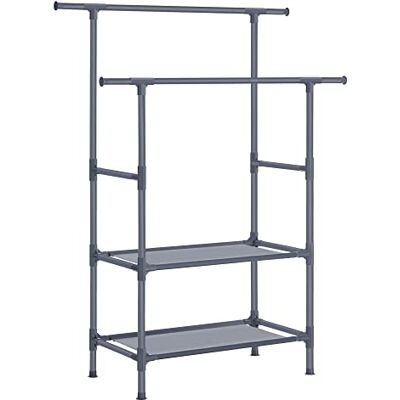 SONGMICS Portant à Vêtements Double Barre, Portemanteau, Penderie, Organisateur Tringle, en Métal, avec Étagère de Rangement à 2 Niveaux, Charge 70 kg, Montage Facile, Gris RDR002G02 - Publicité SONGMICS Portant à Vêtements Double Barre, Portemanteau, Penderie, Organisateur Tringle, en Métal, avec Étagère de Rangement à 2 Niveaux, Charge 70 kg, Montage Facile, Gris RDR002G02 - Publicité