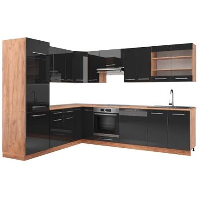 Vicco Cuisine en Angle Fame-Line, Anthracite Brillant/Chêne doré, 227x60cm, PT Chêne, pour Une Extension personnalisée avec des modules compatibles - Publicité Vicco Cuisine en Angle Fame-Line, Anthracite Brillant/Chêne doré, 227x60cm, PT Chêne, pour Une Extension personnalisée avec des modules compatibles - Publicité