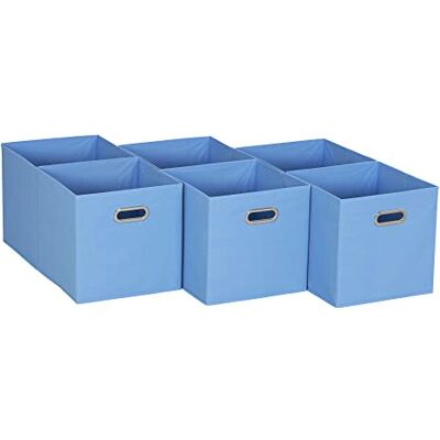 Household Essentials , Light Blue 6 Pack Fabric Storage Bins with Handle - Publicité Household Essentials , Light Blue 6 Pack Fabric Storage Bins with Handle - Publicité