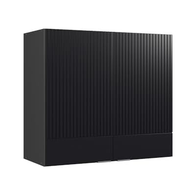 Vicco Armoire en Verre Fame-Line, Noir rayé, 80cm, à Combiner avec d'autres modules de la série Fame-Line - Publicité Vicco Armoire en Verre Fame-Line, Noir rayé, 80cm, à Combiner avec d'autres modules de la série Fame-Line - Publicité