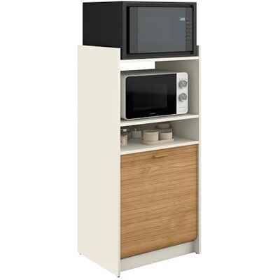 SIMMOB Meuble de Rangement de Cuisine pour Micro-Ondes et Four, Blanc/chêne, L.60 cm x HT. 127 cm x P. 45 cm - Publicité SIMMOB Meuble de Rangement de Cuisine pour Micro-Ondes et Four, Blanc/chêne, L.60 cm x HT. 127 cm x P. 45 cm - Publicité