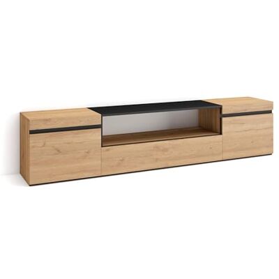 SKRAUT HOME - TV Console - Chêne - 200x45x35cm - TV Console - Publicité SKRAUT HOME - TV Console - Chêne - 200x45x35cm - TV Console - Publicité