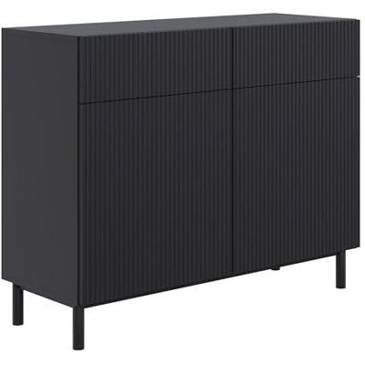 Selsey Commode 100 cm Noir Élégante et Fonctionnelle – Commode Chambre avec 2 Portes et 2 Tiroirs, Design Minimaliste, Finitions Fraisées, Pieds Métalliques, Fabriquée en Europe - Publicité Selsey Commode 100 cm Noir Élégante et Fonctionnelle – Commode Chambre avec 2 Portes et 2 Tiroirs, Design Minimaliste, Finitions Fraisées, Pieds Métalliques, Fabriquée en Europe - Publicité