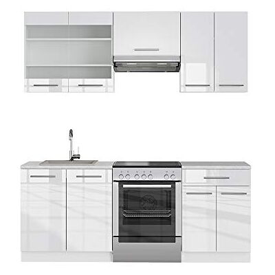 Vicco Cuisine Fame-Line, Blanc Brillant/Blanc, 200cm, PT Marbre, adapté à Une Extension individuelle avec des modules compatibles - Publicité Vicco Cuisine Fame-Line, Blanc Brillant/Blanc, 200cm, PT Marbre, adapté à Une Extension individuelle avec des modules compatibles - Publicité