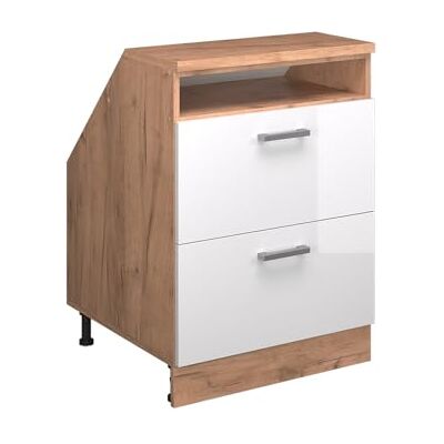 Vicco Meuble sous Pente R-Line, Blanc Haute Brillance, 60cm 2 tiroirs, 60 cm de Profondeur, pour Une Combinaison Libre au Sein de systèmes de Cuisine modulaires - Publicité Vicco Meuble sous Pente R-Line, Blanc Haute Brillance, 60cm 2 tiroirs, 60 cm de Profondeur, pour Une Combinaison Libre au Sein de systèmes de Cuisine modulaires - Publicité