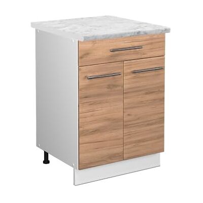 Vicco Meuble Cuisine Fame-Line, Chêne de Force doré, 60cm avec tiroir, PT Marbre, à Combiner avec d'autres modules de la série Fame-Line - Publicité Vicco Meuble Cuisine Fame-Line, Chêne de Force doré, 60cm avec tiroir, PT Marbre, à Combiner avec d'autres modules de la série Fame-Line - Publicité