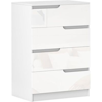 HOMCOM Commode avec 4 tiroirs Commode de chambre moderne avec anti-basculement Commode pour salon couloir 60 x 40 x 85 cm Blanc - Publicité HOMCOM Commode avec 4 tiroirs Commode de chambre moderne avec anti-basculement Commode pour salon couloir 60 x 40 x 85 cm Blanc - Publicité