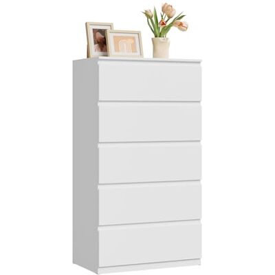 WOLTU Commode, 5 Tiroirs, Chiffonier, Meuble de Rangement Blanc, pour Salon, Chambre à Coucher, Entrée, 60x37x110 cm, en Bois d'Ingénierie - Publicité WOLTU Commode, 5 Tiroirs, Chiffonier, Meuble de Rangement Blanc, pour Salon, Chambre à Coucher, Entrée, 60x37x110 cm, en Bois d'Ingénierie - Publicité