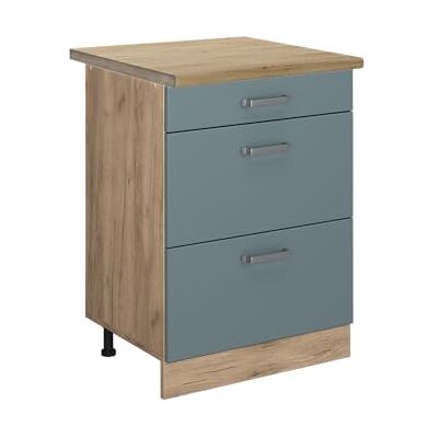 Vicco Meuble Cuisine R-Line, Bleu-Gris, 60cm avec tiroirs, PT Chêne, pour Une Combinaison Libre au Sein de systèmes de Cuisine modulaires - Publicité Vicco Meuble Cuisine R-Line, Bleu-Gris, 60cm avec tiroirs, PT Chêne, pour Une Combinaison Libre au Sein de systèmes de Cuisine modulaires - Publicité