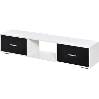 HOMCOM Meuble TV pour téléviseurs jusqu'à 60" Table TV de Salon de Style Moderne avec 2 tiroirs et Compartiment Ouvert 140 x 30 x 32 cm Blanc et Noir - Publicité HOMCOM Meuble TV pour téléviseurs jusqu'à 60" Table TV de Salon de Style Moderne avec 2 tiroirs et Compartiment Ouvert 140 x 30 x 32 cm Blanc et Noir - Publicité