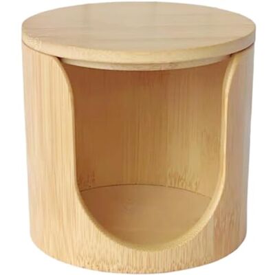 Ameble Distributeur de cotons en bambou avec couvercle, support rond multifonctionnel en coton et organisateur de maquillage pour salle bain, coiffeuse, vanité et rangement chambre à coucher - Publicité Ameble Distributeur de cotons en bambou avec couvercle, support rond multifonctionnel en coton et organisateur de maquillage pour salle bain, coiffeuse, vanité et rangement chambre à coucher - Publicité